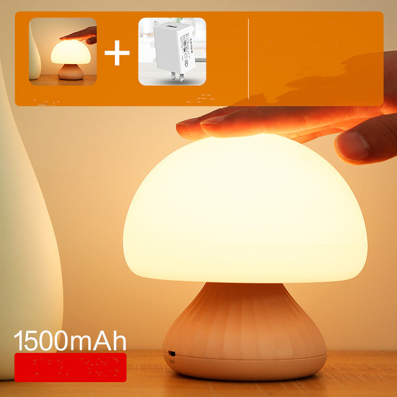 Bedside Bedroom With Sleeping Mushroom Night Light
